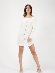 Knopfdetail gestricktes Jumper -Kleid