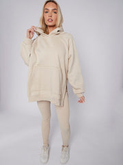 Oversized Split Sides Hoodie & Ribbed Leggings Co-ord