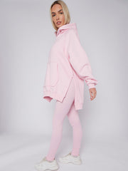 Oversized Split Sides Hoodie & Ribbed Leggings Co-ord