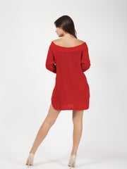 Knopfdetail gestricktes Jumper -Kleid