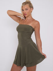 Rüschendetail Slinky Bandeau Kleid