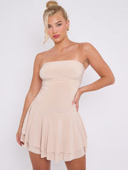 Rüschendetail Slinky Bandeau Kleid