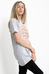 Checked New York Slogan Printed T Shirt