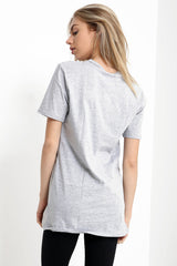 Checked New York Slogan Printed T Shirt