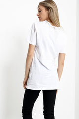 Checked New York Slogan Printed T Shirt