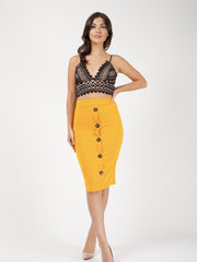 Mock -Knopf vorne Midi Rock