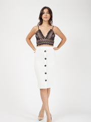 Mock -Knopf vorne Midi Rock