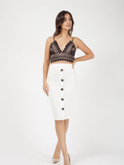 Mock -Knopf vorne Midi Rock