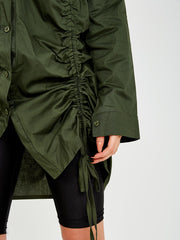 Drawstring Ruched Buttoned Shirt Dress