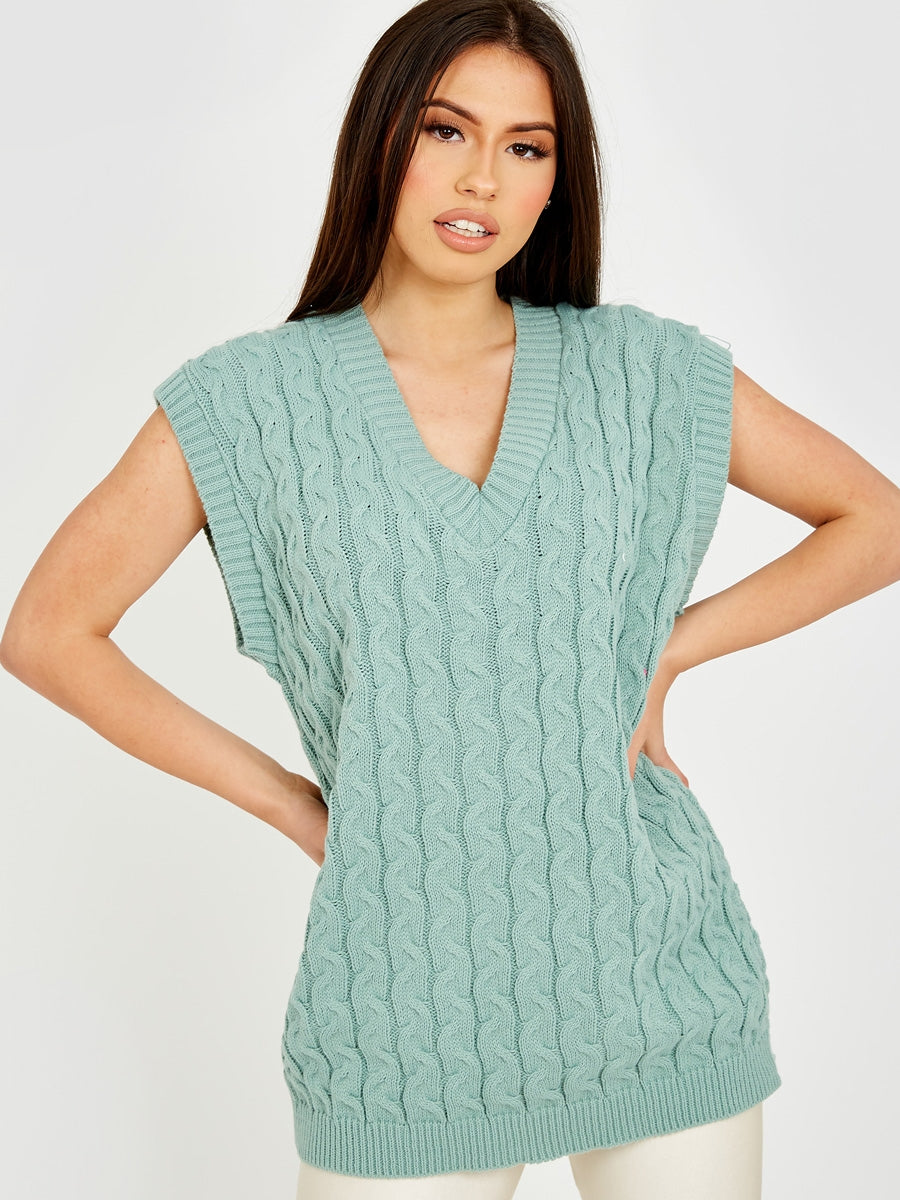 Wholesale Cable Knit V-Neck Sleeveless Jumper – Stylewise Direct