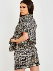 Zig Zag Print Satin Short PJ Set