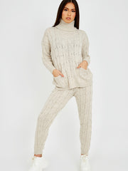 Cable Knit Top & Trouser Co-ord With Pockets