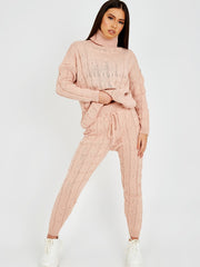 Cable Knit Top & Trouser Co-ord With Pockets