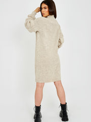 Bubbelmouw gebreide jurk