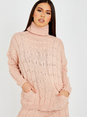 Cable Knit Top & Trouser Co-ord With Pockets