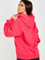 Ruched Sleeves Fleeced Hoodie