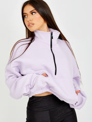 Trichterhals Reißverschluss Fleece Sweatshirt