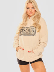 Bisous Print Fleeced Hoodie