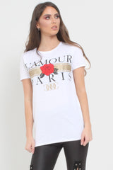 L'Amour Paris Slogan Printed T Shirt