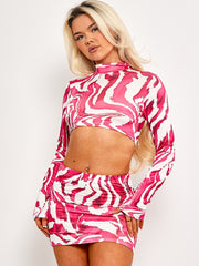 Zebra Print Slinky Crop Top & Skirt Co-ord