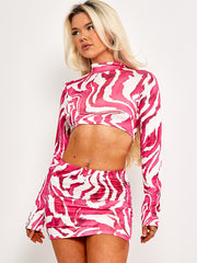 Zebra Print Slinky Crop Top & Skirt Co-ord