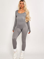 Long Sleeves Ribbed Basic Jumpsuit
