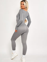 Long Sleeves Ribbed Basic Jumpsuit