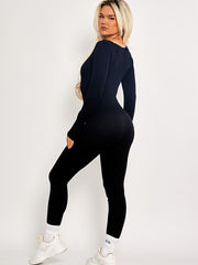 Long Sleeves Ribbed Basic Jumpsuit