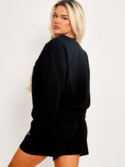 Geborduurd esthetiek sweatshirt en shorts fleece coöperatie