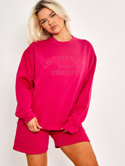 Geborduurd esthetiek sweatshirt en shorts fleece coöperatie