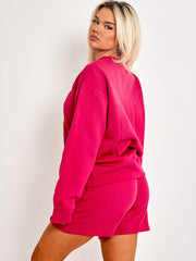 Geborduurd esthetiek sweatshirt en shorts fleece coöperatie