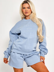 Geborduurd esthetiek sweatshirt en shorts fleece coöperatie