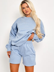 Geborduurd esthetiek sweatshirt en shorts fleece coöperatie