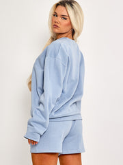 Geborduurd esthetiek sweatshirt en shorts fleece coöperatie