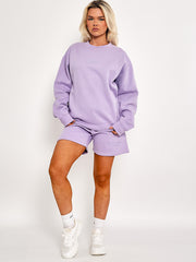 Geborduurd Los Angeles Sweatshirt & Shorts Fleece coördin