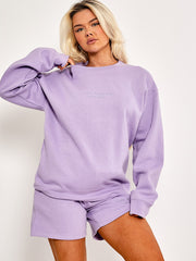 Geborduurd Los Angeles Sweatshirt & Shorts Fleece coördin