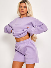 Geborduurd Los Angeles Sweatshirt & Shorts Fleece coördin