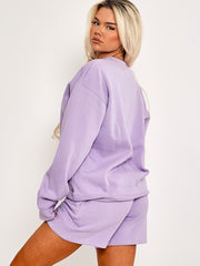 Geborduurd Los Angeles Sweatshirt & Shorts Fleece coördin