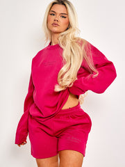 Geborduurd Los Angeles Sweatshirt & Shorts Fleece coördin