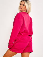 Geborduurd Los Angeles Sweatshirt & Shorts Fleece coördin