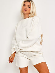 Geborduurd Los Angeles Sweatshirt & Shorts Fleece coördin