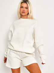 Geborduurd Los Angeles Sweatshirt & Shorts Fleece coördin