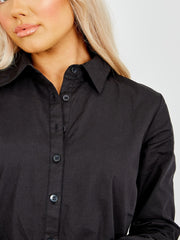 Frill Hem Buttoned Shirt Dress