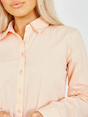 Frill Hem Buttoned Shirt Dress