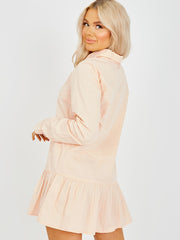 Frill Hem Buttoned Shirt Dress