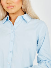 Frill Hem Buttoned Shirt Dress