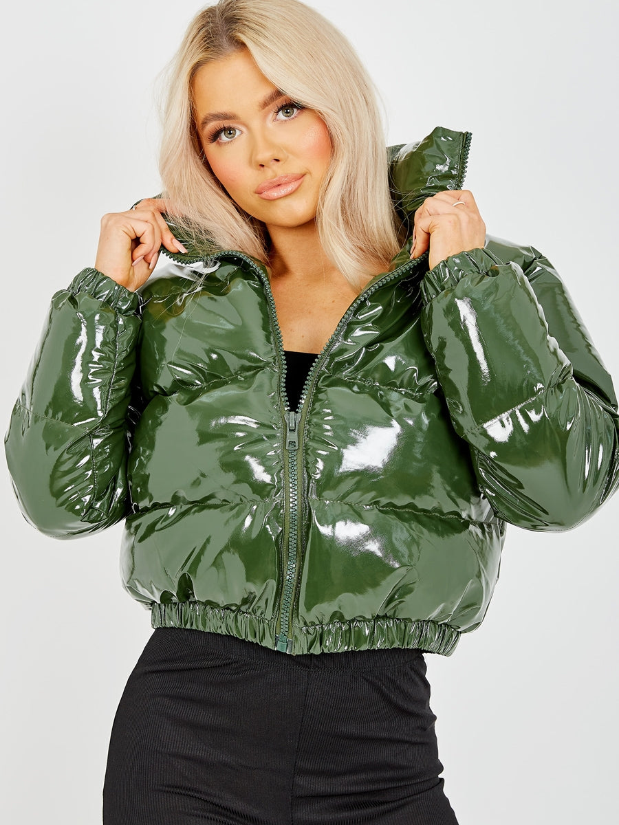 Wholesale PVC Leather Cropped Puffer Jacket – Stylewise Direct