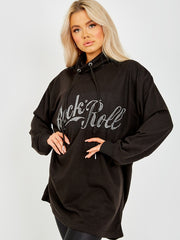 Oversized Rock N Roll Diamante Jumper