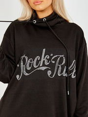 Oversized Rock N Roll Diamante Jumper