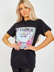 Floral L'Amour Graphic Printed T-Shirt
